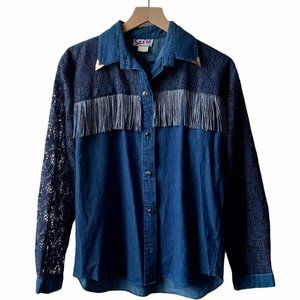 vintage denim top with fringe